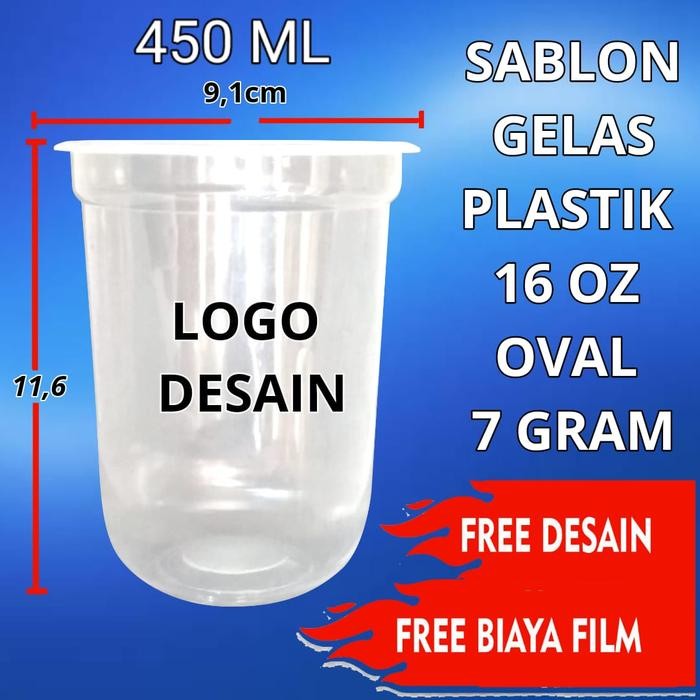 sablon cup dan printing gelas plastik oval 16oz 7gram dan 8 gram