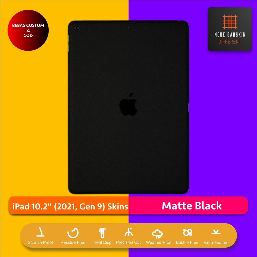 Garskin Skin iPad 10.2 2021 Gen 9 Matte Black Fullbody / Backonly | Anti Lecet | Case | Vinyl
