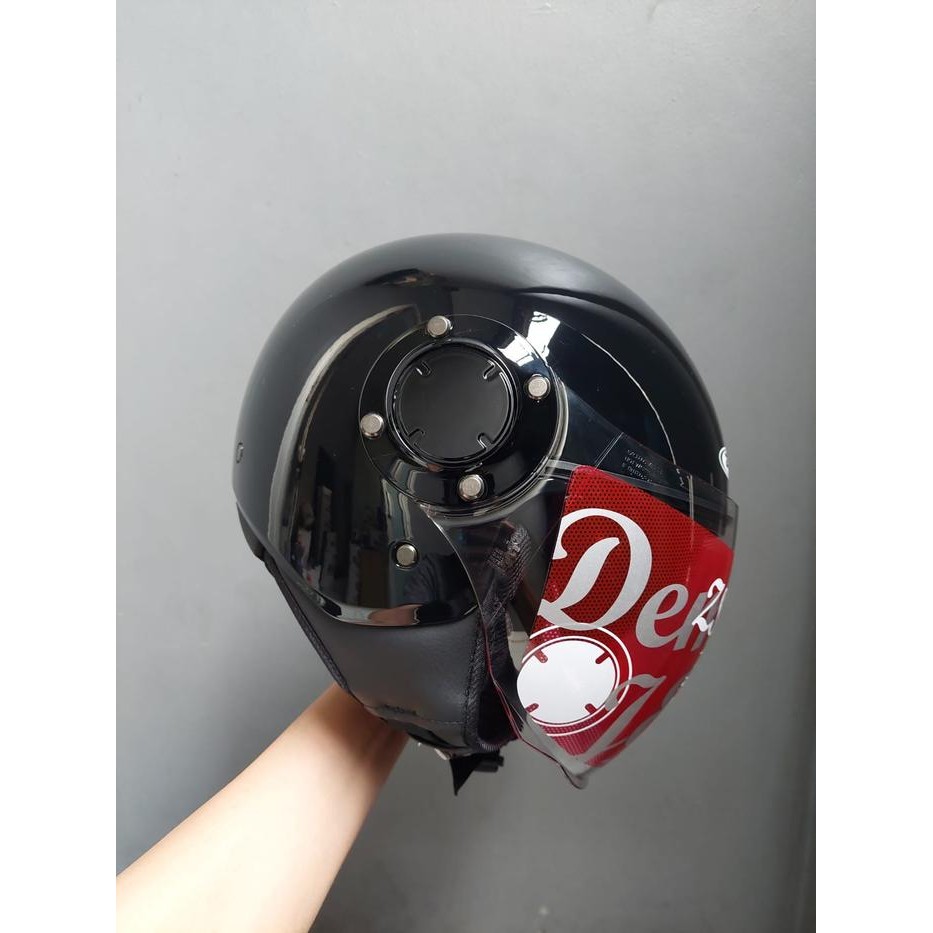 ZEUS ZS 217 BLACK HALF FACE DOUBLE VISOR HELMET