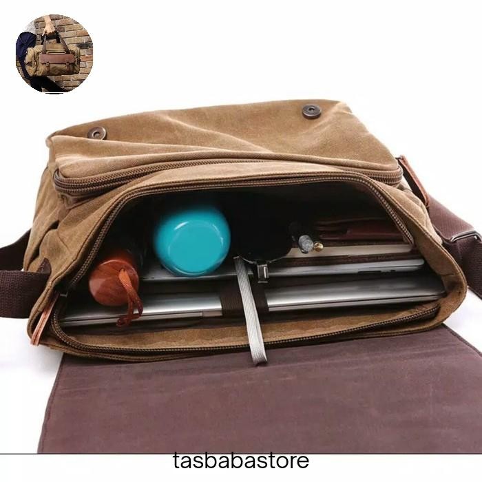 Tas Selempang Canvas Tas Bahu Tas Laptop Tas Kerja Tas Sekolah 9013