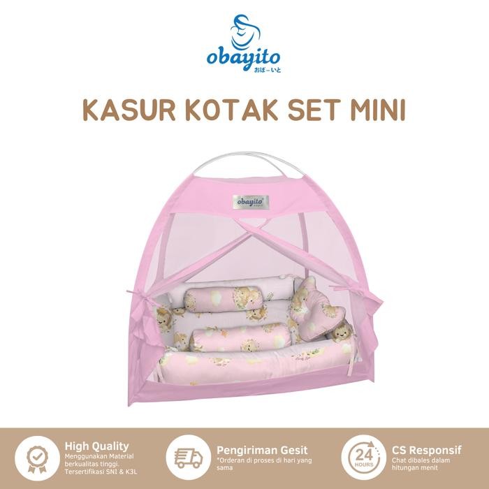 Obayito Kasur Kotak Bayi Set Kelambu Mini terbaik (TERBAIK) (TERBARU) (TERMURAH)