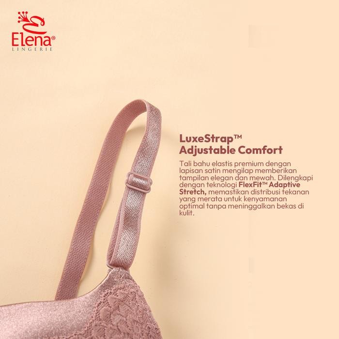 PROMO Elena E 24509 Bra Kawat Busa Tipis Cup B Kait 3 Brokat Renda Bh Harian 34B - 40B