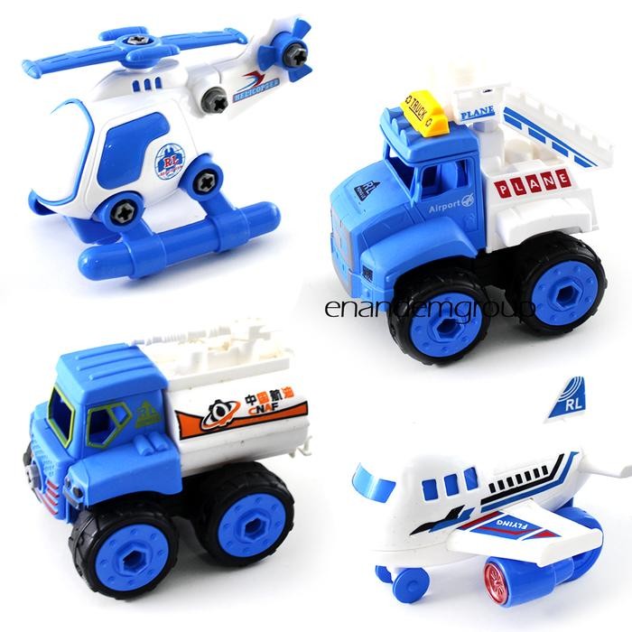 MAINAN MOBIL EDUKASI ANAK BRICK SET PESAWAT HELI BONGKAR PASANG ISI 4 KODE 1321