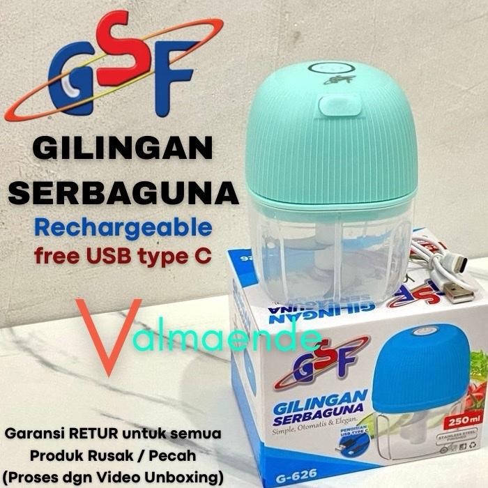 Blender Bumbu Daging Chopper Listrik 3 Mata Pisau Stainless Steel SUS 304 Blender Kapsul GSF 626