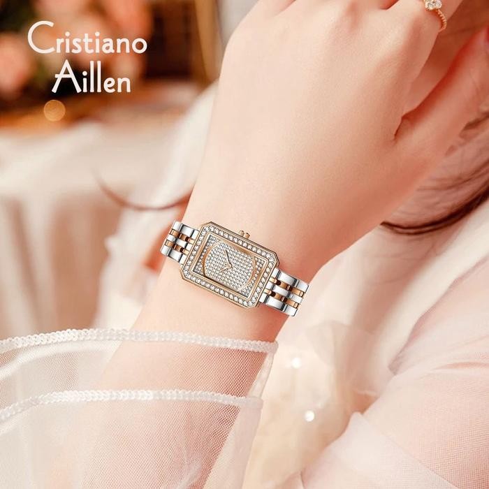 Cristiano Aillen Jam Tangan Wanita Kuarsa 860 Rantai Stainless Steel Water Resistant 3 ATM Quartz