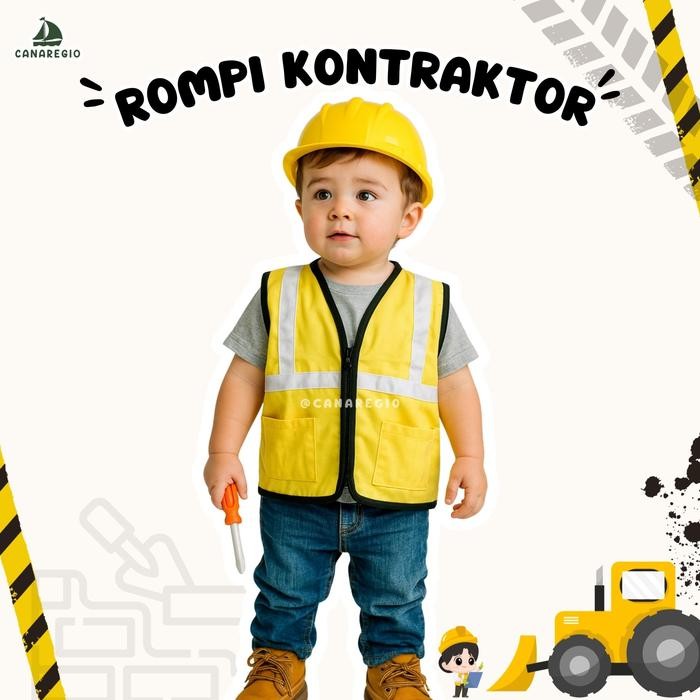Baju Profesi Anak Kontraktor Kostum Rompi Pekerja Proyek