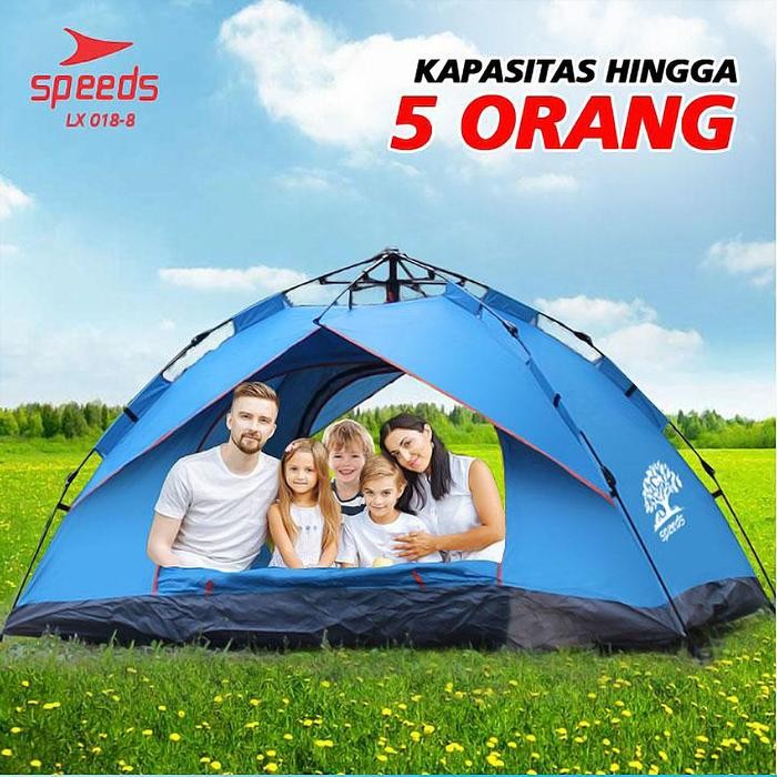 Speeds Tenda Camping 5 Orang Tenda Lipat Bahan Parasut Anti Hujan Outdoor 018-8