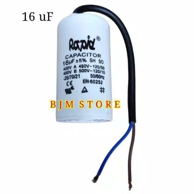 CAPASITOR/KAPASITOR POMPA AIR BULAT 16UF - KAPASITOR POMPA RAPID 16UF