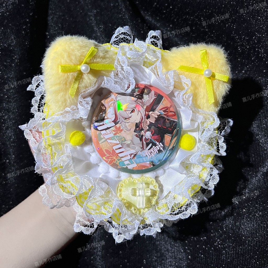 Cute Cat Ears Itabag Accessories Lace Ribbon Badge Holder Itabag Decoration fill Badge Holder