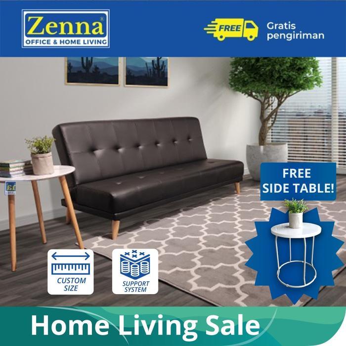 Zenna sofa bed sierra abu / sofa tempat tidur / sofa lipat/sofabed - A-oscar hitam , 160 CM
