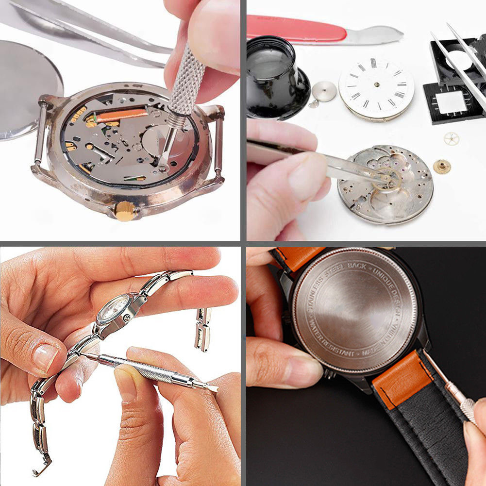 212pcs Watch Opener Repair Tool Kit Clock Pry Knife Screwdriver Pin Hammer Set Watchmaker Band Link