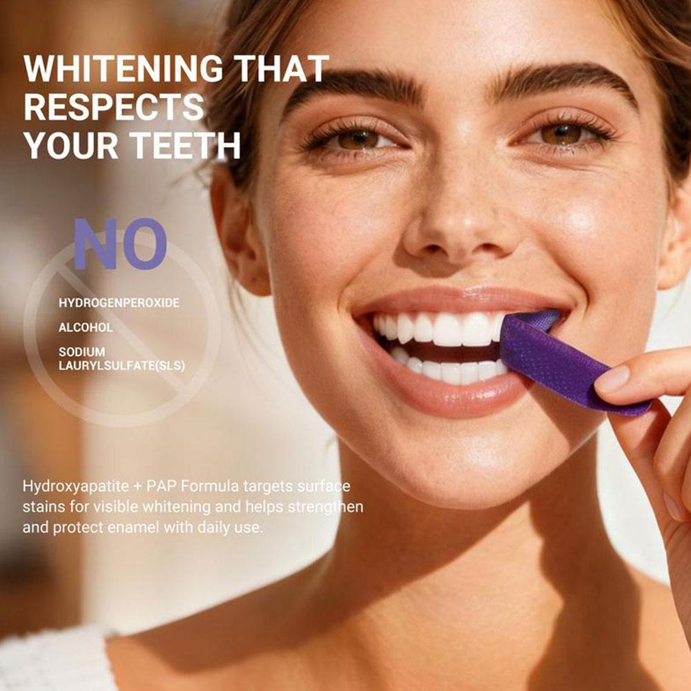 V34 Purple Teeth Whitening Strips, Mint Fresh Breath Tooth Bleaching Sticker, Professional Gentle