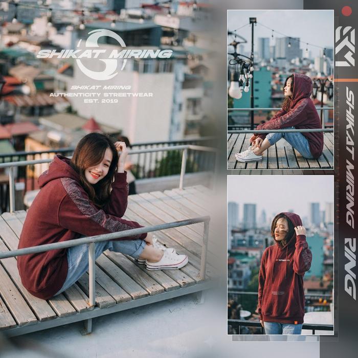 SKM Hoodie Authentic Stripe Batik (MAROON) - premium unisex
