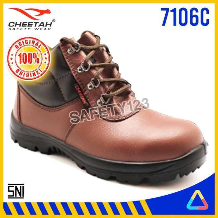 Sepatu Safety Shoes Cheetah 7106C Brown Coklat