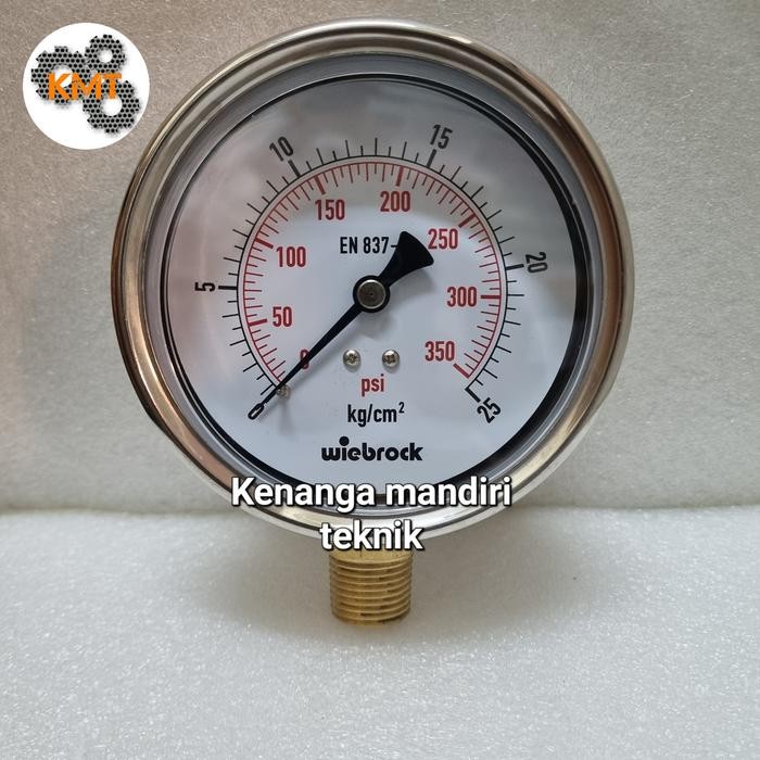 Pressure Gauge Stainless 4 Inchi 25 Bar 350 Psi Wiebrock
