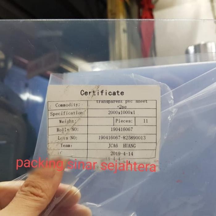 plastik mika PVC kaku bening lembaran 0.5mm x 100 x 200