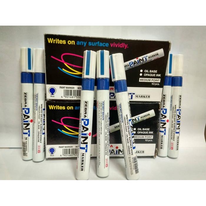 

Spidol Paint Marker Zebra Biru - Medium Point Isi 10 Pcs Biru