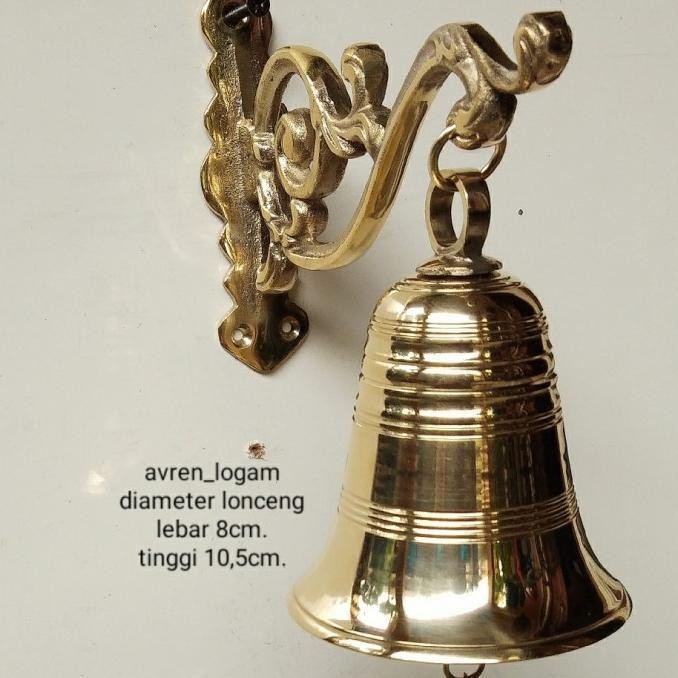 Bel lonceng pintu kuningan antik 15cm.