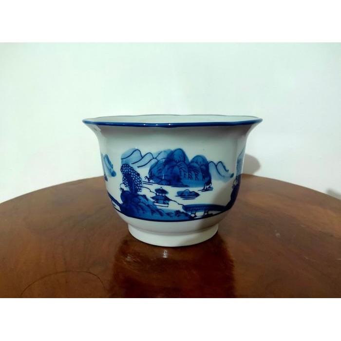 Pot Bunga Keramik Cina Motif Pemandangan Size No 2