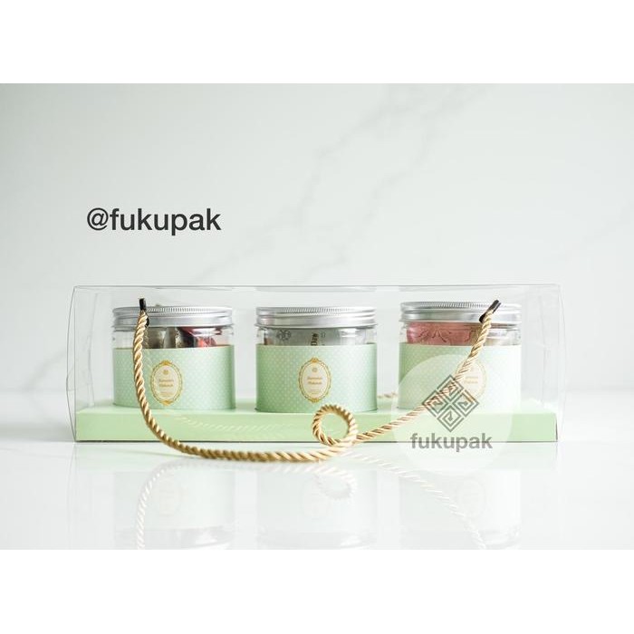 Terbaik Box Mika Tali 3 Toples Kue Kering Kotak Hamper Cookies Cake Jar(20Pcs) 100% Ori