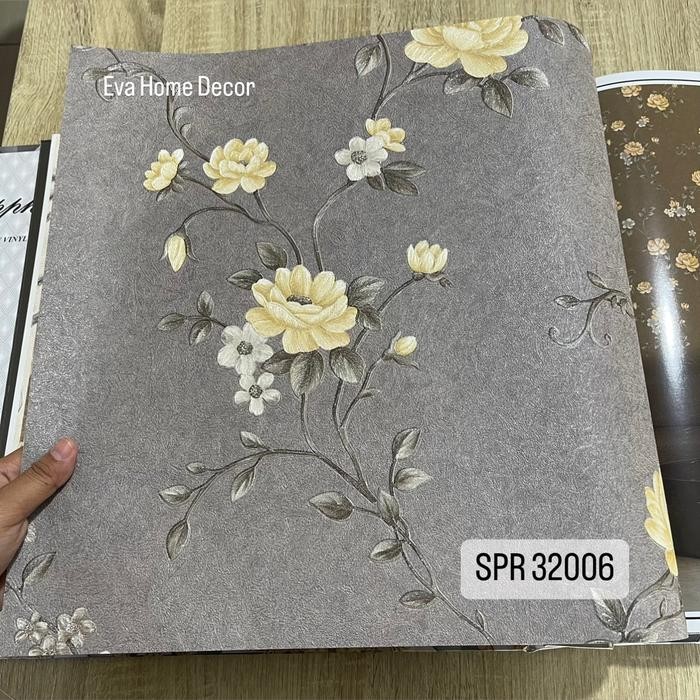 Wallpaper Premium Vinyl Dinding Motif Minimalis Bunga Ruang Tamu
