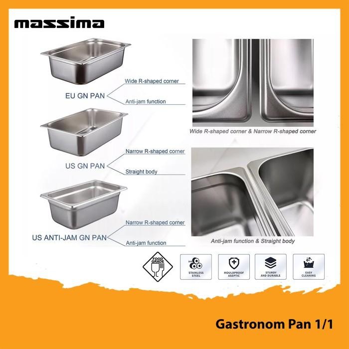 Stainless Steel Gastronom Food Pan Gn Pan 2/3 Tinggi 15 Cm 150 Mm