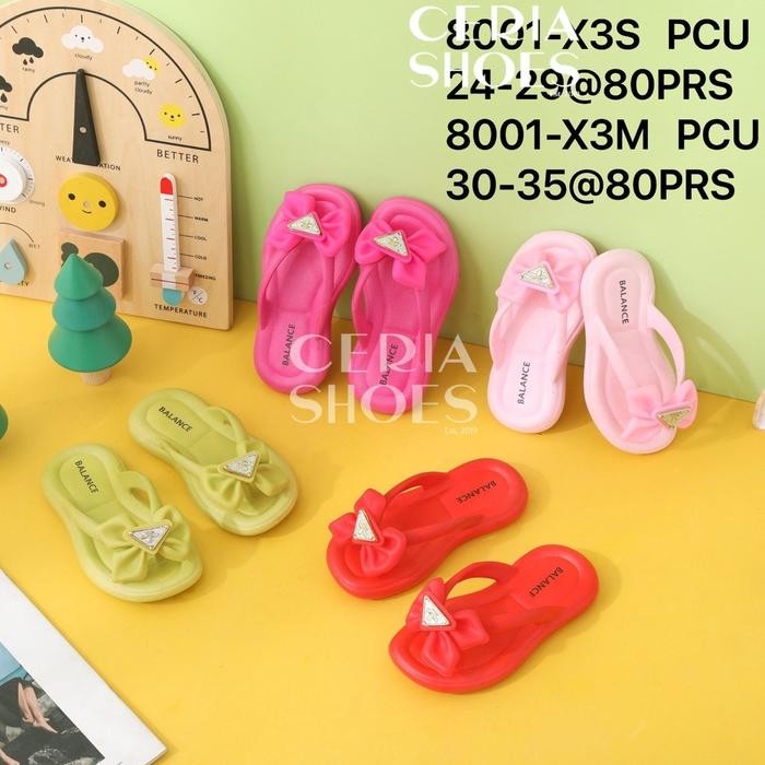 Pilihan- Pvc Size Anak Sandal Jepit Anak Perempuan Jelly Import Karet Elastis Motif Pita Gold