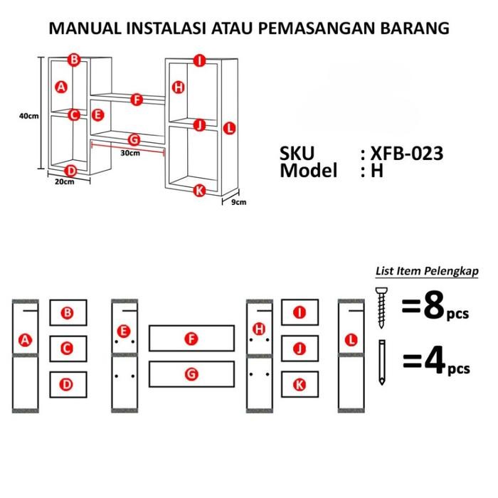 

New CozyCraft - Rak Dinding Model H Multifungsi Modern Minimalis untuk Bingkai Foto Vas Bunga Buku
