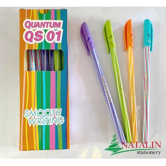 

New Pulpen Lilin Quantum QS-01 (12 pcs) Warna Warni / Bolpoint Pen Bolpen