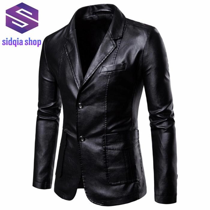 ASLI Jas Semi Kulit Formal Pria-Jas Kulit Sintetis Pria-Jas Pria Blazer READY STOCK