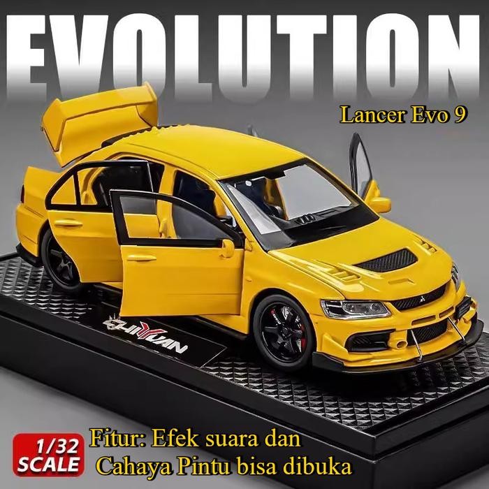HOT Diecast Miniatur Mobil 1:32 Mitsubishi Lancer Evo 9 JDM Racing Car Diecast Model Miniatur Suara