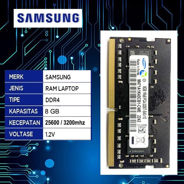 Pilihan- Memory Ram Laptop Samsung 8Gb Ddr4 3200 Mhz Ram Sodimm - 8Gb Ddr4
