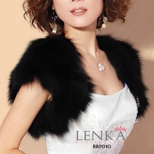 Bolero Cardigan Bulu Lengan Pendek Hitam Pesta l Lenka - BBP010 best seller