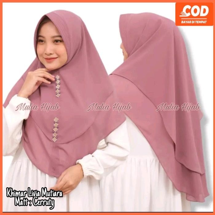 Pilihan- Terbaru Khimar 2Layer Ceruty Mewah Berswarosky Payet Jilbab Instan Ceruty Premium