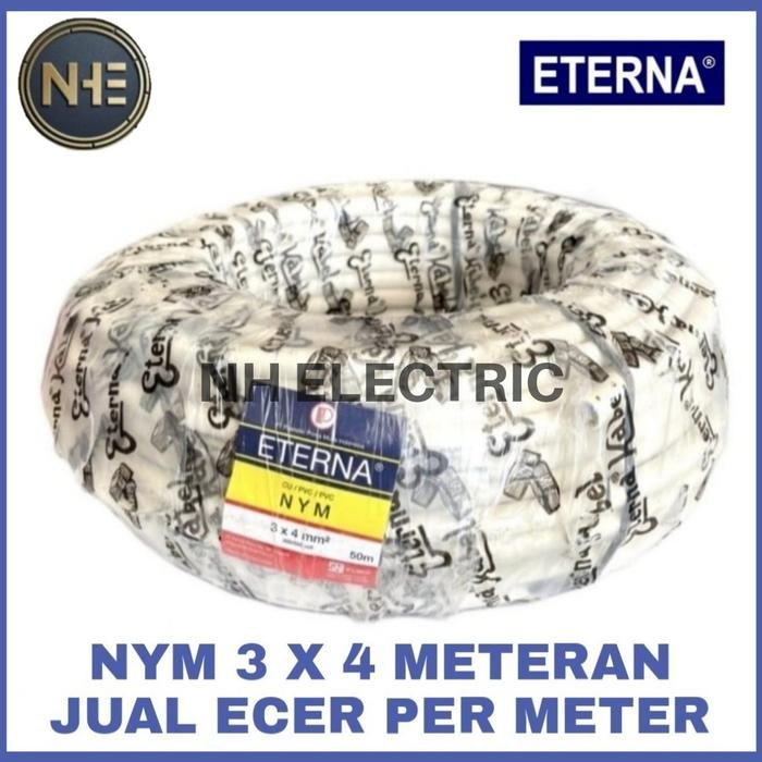 Kabel Eterna Nym 3 x 4 mm Putih - Kabel Listrik Eterna Kawat Tembaga 3 x 4 mm2 White - Kabel Tembaga