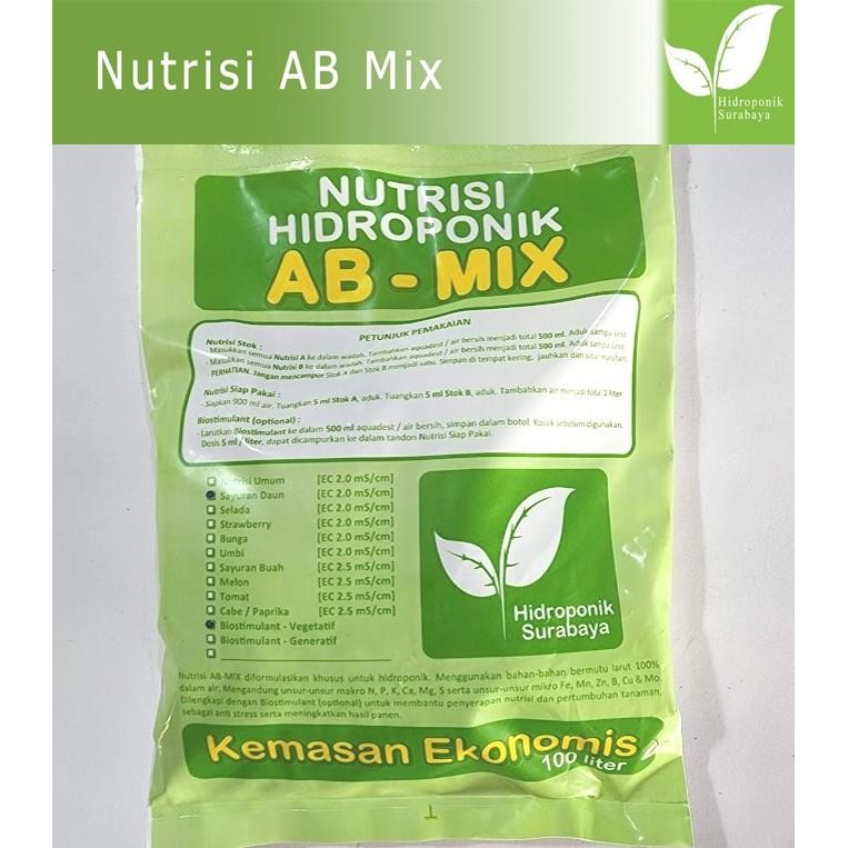Promo Nutrisi Hidroponik Ab Mix Surabaya 0.5Ltr,Semua Komoditi Sayur & Buah Terlaris