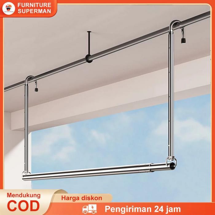 Jemuran Baju Gantung Adjustable Jemuran Gantung Dinding Jemuran Lifting Baju Jemuran Portable Lipat