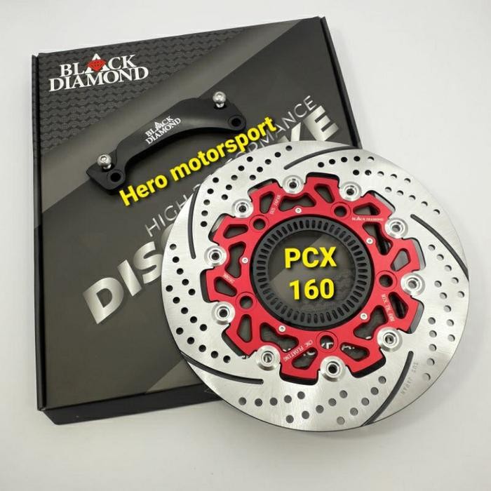 DISC PIRINGAN CAKRAM DEPAN PCX 160 ABS PIRINGAN NYATUH SENSOR 260MM PLUS BREKET BLACKDIAMOND BEST