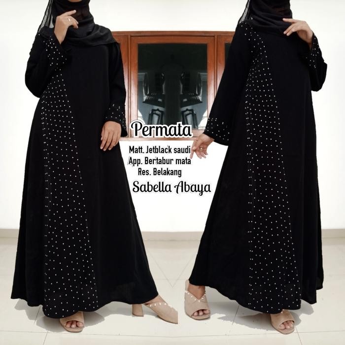 abaya gamis hitam arab permata jetblack ori termurah kualitas premium