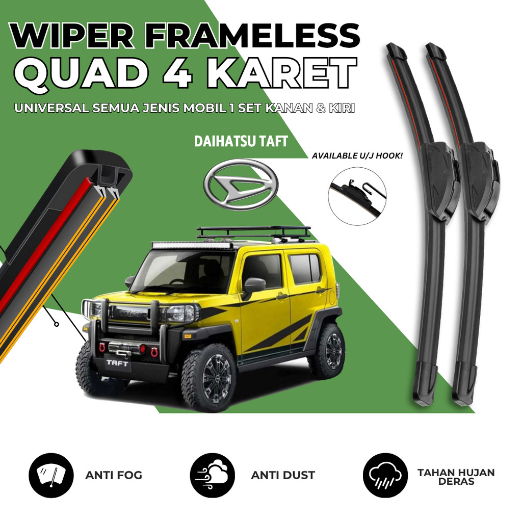 Wiper 4 Karet Mobil Daihatsu Taft Kaca Depan Satu Set Kiri Kanan