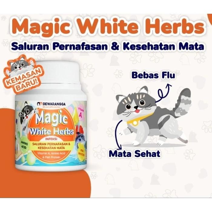 Ready Vitamin Kucing Flu Bersin Dewarangga Magic White Herbs Per Botol Segel