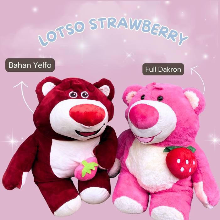 MJ Miniso Boneka Lotso Strawberry Boneka Toy Story Lotso Bear Plush Toy Lotso Lucu Boneka Miniso