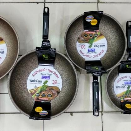 Terbaik Wok Marble Anti Lengket Akebono Korea Panci Teflon Goreng 30Cm 100% Ori
