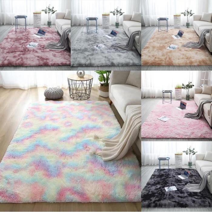 Karpet Bulu Jumbo Motif & Ombre Uk 200 x 200cm/Karpet Bulu Lantai