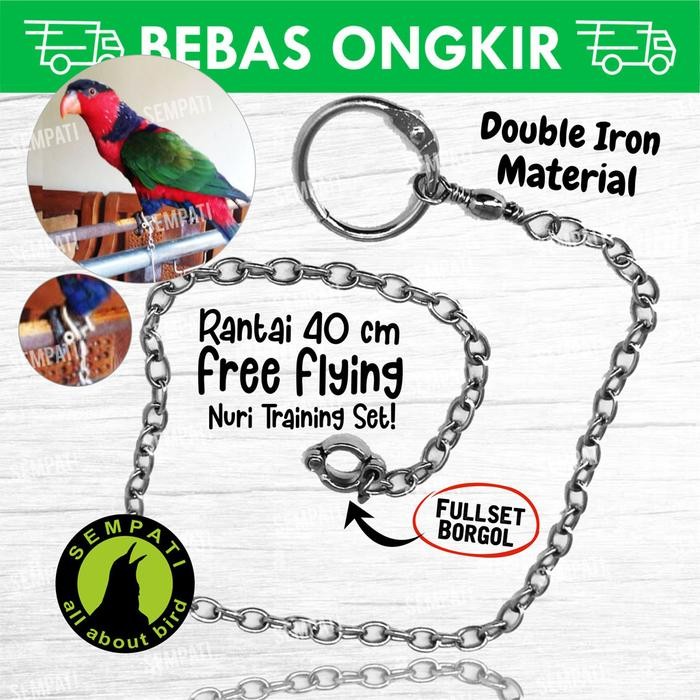 ces0- Rantai Burung Nuri Ring Borgol Import 7Mm Rantai Puter Pelung Free Fly
