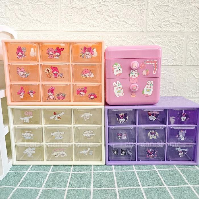 New RK2162 Kotak Laci 9 sekat Sanrio FREE STICKER Box Laci Aksesoris Mini