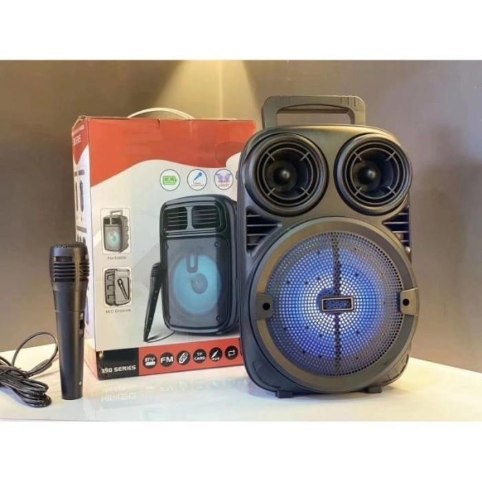 Speaker Speker Spiker Sepiker Sepeker Jumbo Besar Dengan Mic Karaoke Musik Music Box Bluetooth B