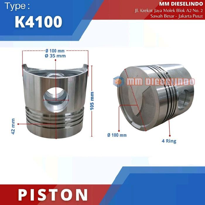 Piston K4100 - Seher Engine Diesel K4100 Weichai - Nozzle Pendek