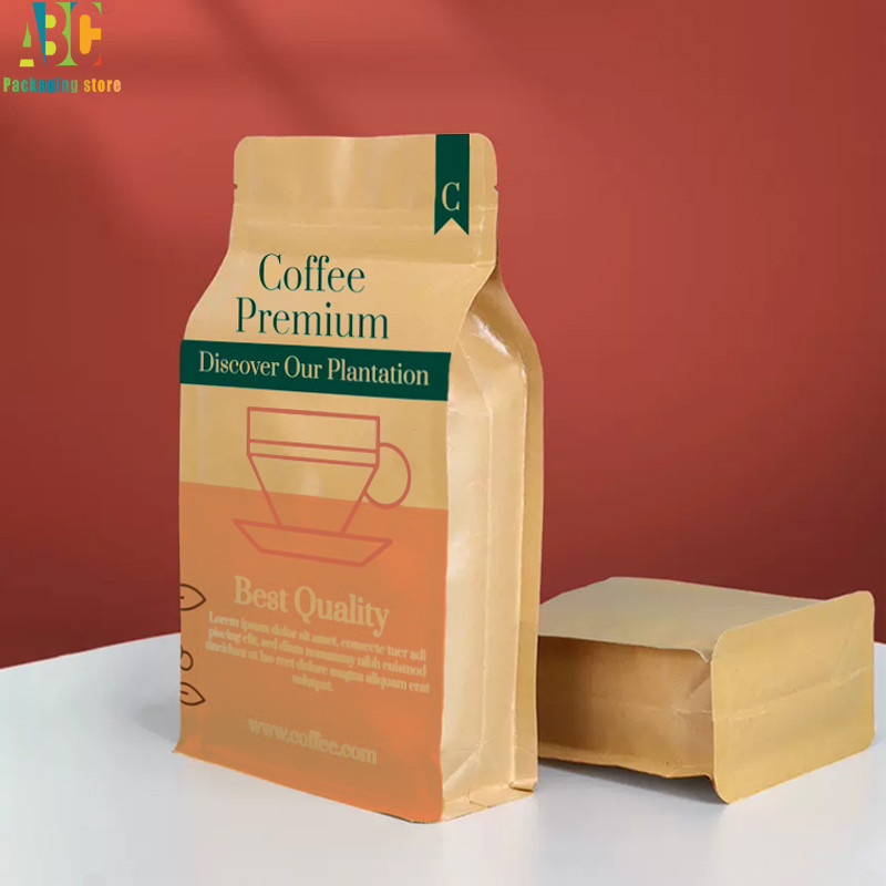 Hot Selling Custom Kraft Paper Bag, Eight Sided Organ Zipper Bag, Food Chips Tea Coffee Pet Food Pac