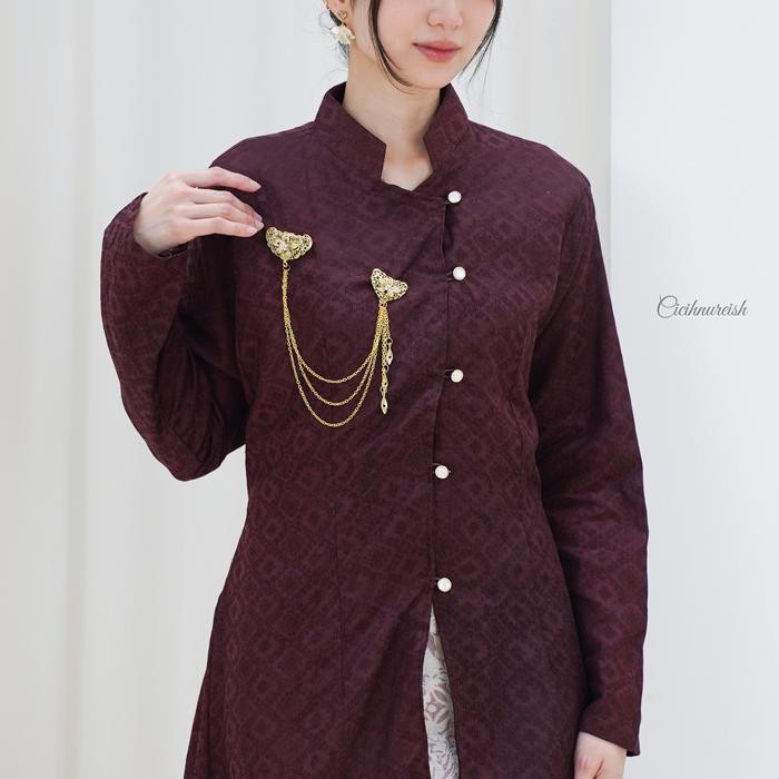 1fihz- Kaia Kebaya Janggan Batik Dobby Modern, Atasan Kebaya Batik Dobby